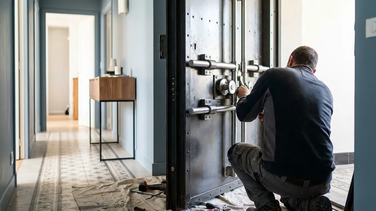Pose d'un blindage sur une porte de pavillon à Noisy-le-Grand par un serrurier